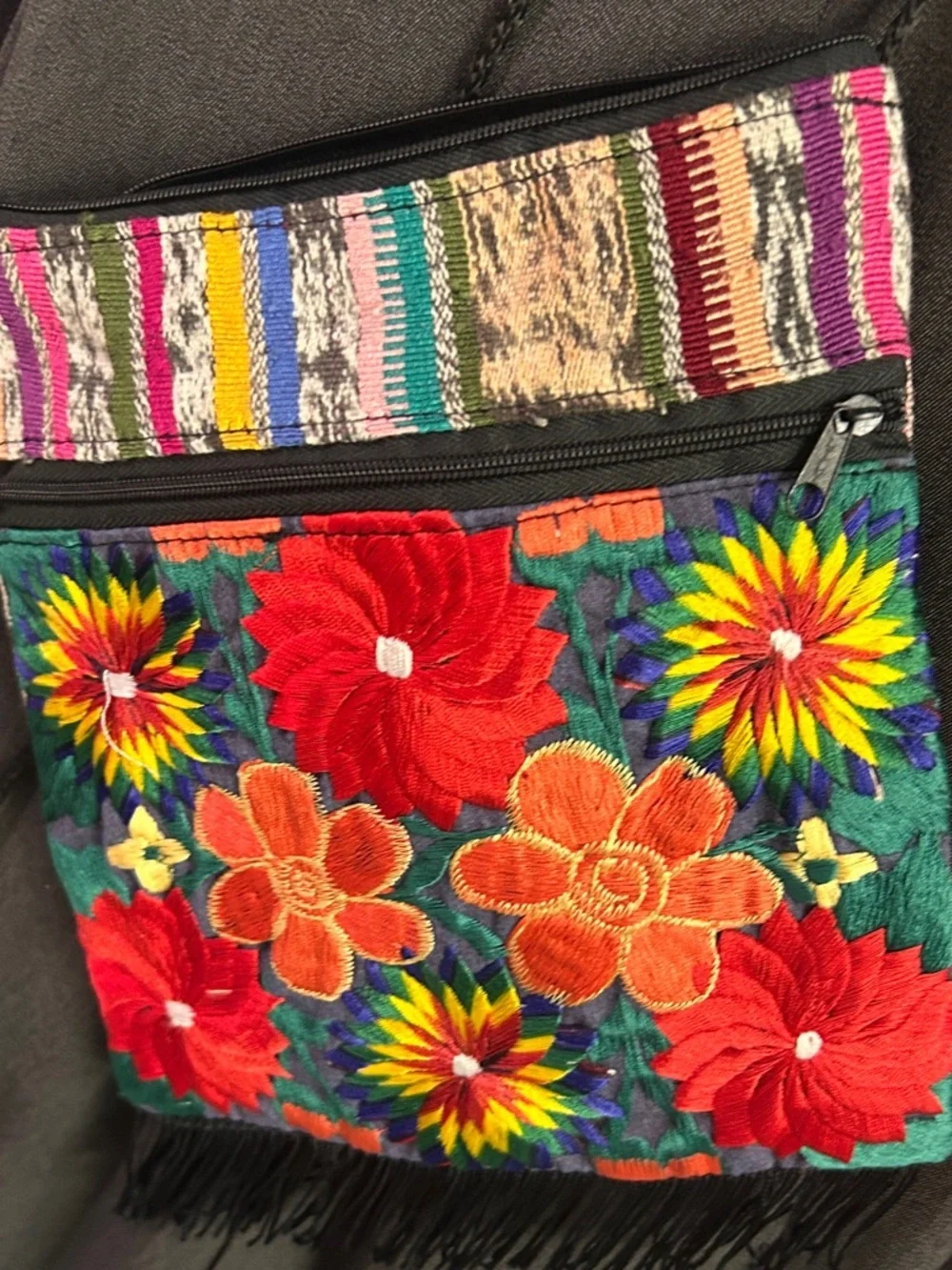 Boho Embroidered Bag Colorful Floral Fringe Ethnic Festival Hippie Purse